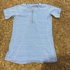 Athleta Short-Sleeve Running Shirt, Biking, Short-Sleeve, Pocket, Blue, Size LT